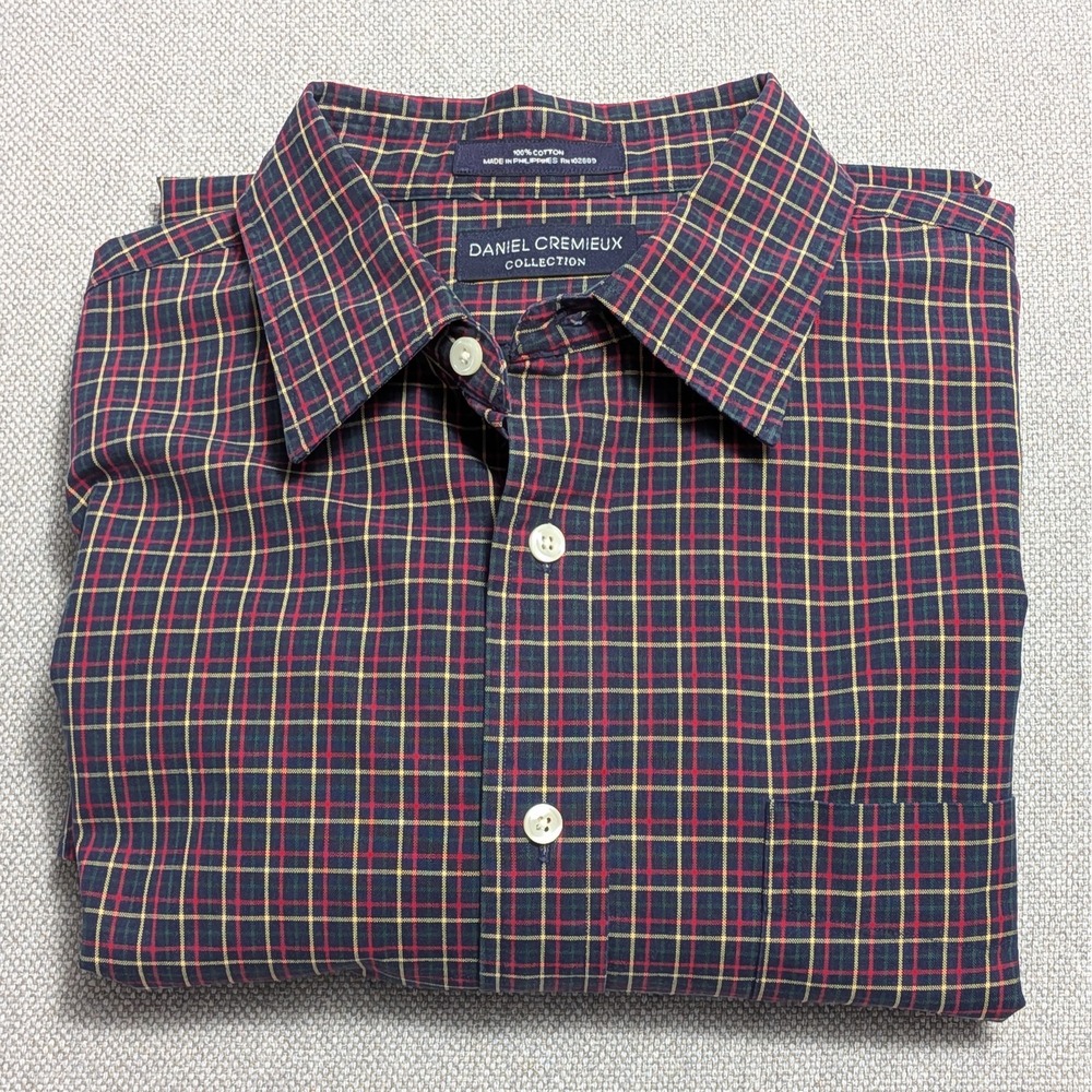 Daniel Cremieux Collection Men's Large L Plaid Button Down Shirt Long Sleeve